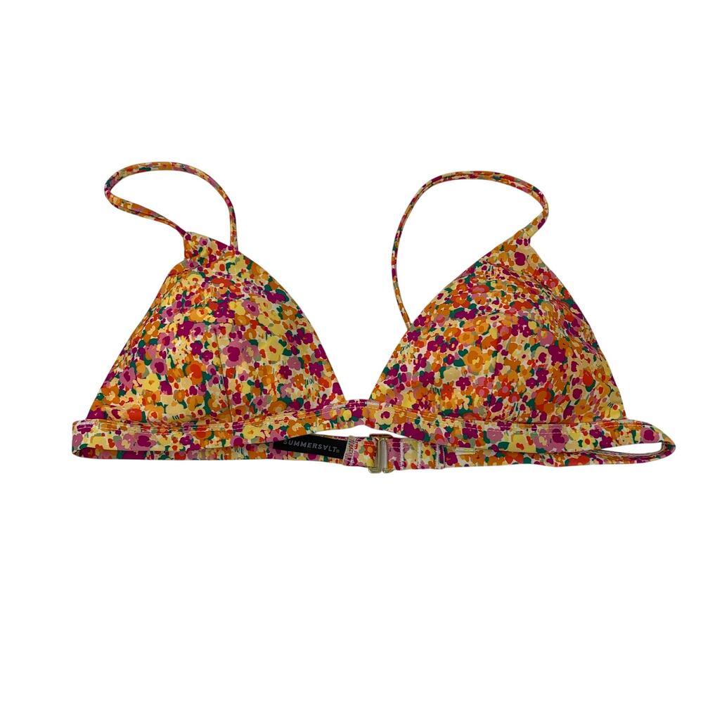 Summersalt Triangle Bikini Top Womens Size 6 Yellow Pink Orange Floral Print
